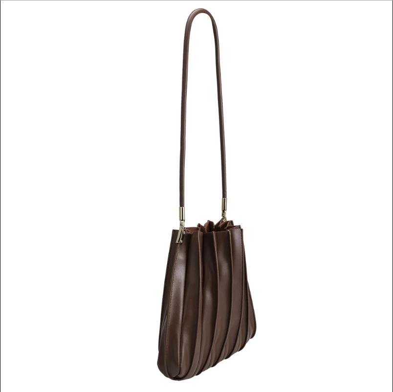 Carrie Chocolate Pleated Vegan Shoulder