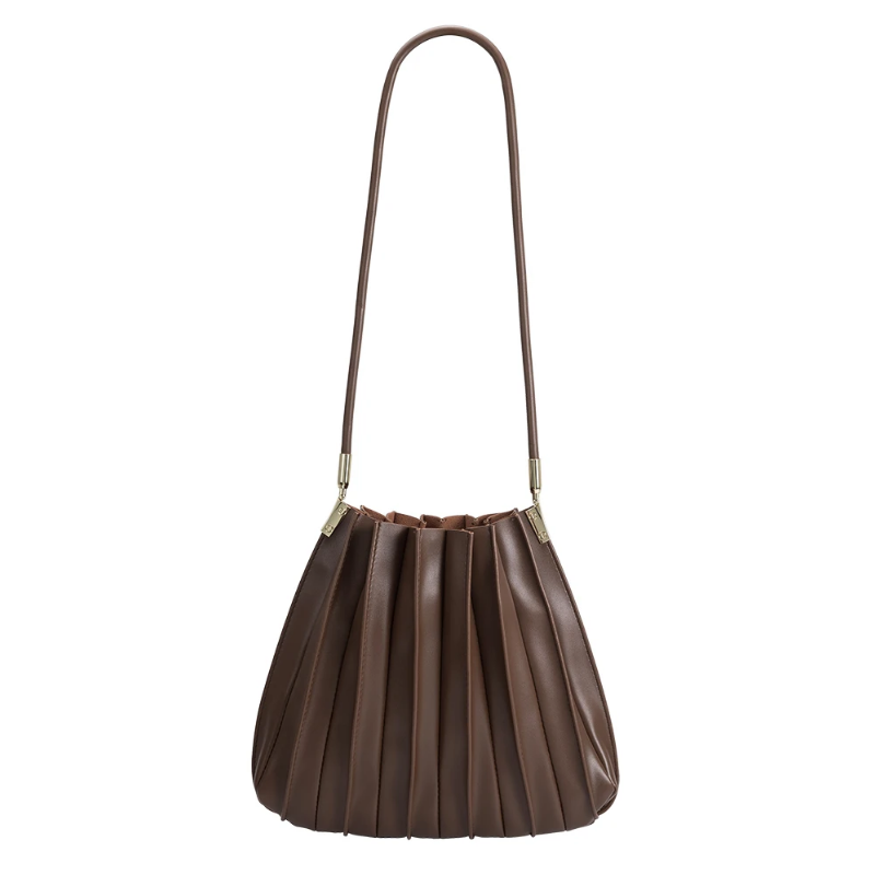 Carrie Chocolate Pleated Vegan Shoulder