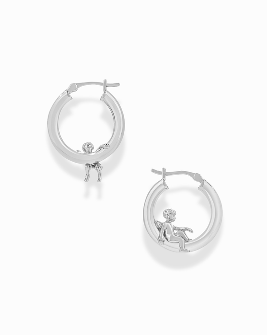 Cherub Silver Hoops