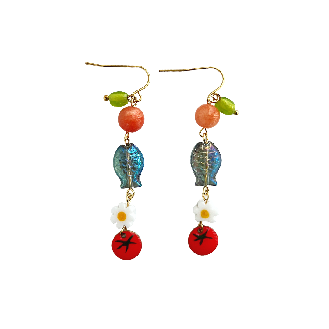 Cherry Tomatoes and Fishes Earrings